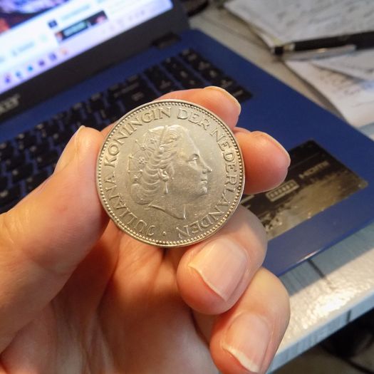 Netherlands 1959, 2/1/2 Gulden Silver coin.72% Silver.