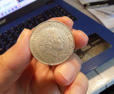 Netherlands 1959, 2/1/2 Gulden Silver coin.72% Silver.