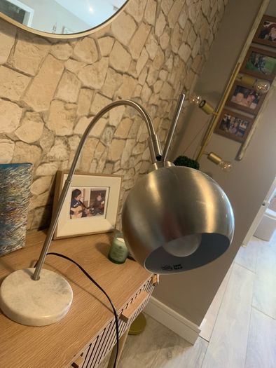Brush nickel globe lamp with marble base