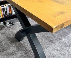 Heavy Oak Rustic Charcoal Extending Oak Dining Table Ex Display