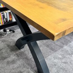 Heavy Oak Rustic Charcoal Extending Oak Dining Table Ex Display