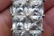 Vintage 925 Sterling Silver  Crystal Stone Studded Pendant With Chain 23.8g L10"