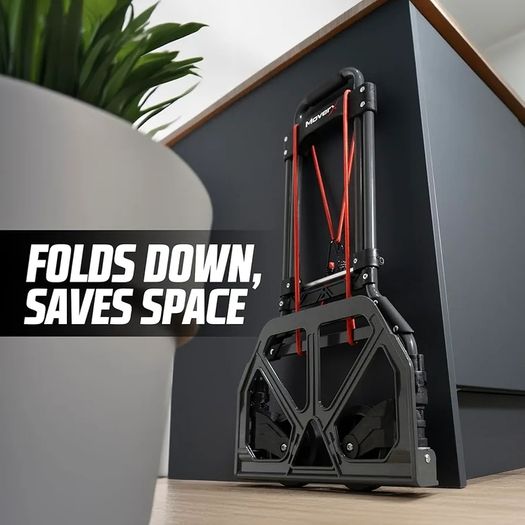 Folding Hand Truck Aluminium, Heavy Duty Hand Truck Foldable Trolley on Wheels, Multi Purpose Sack Truck Moving Trolley, 80kg