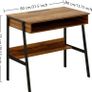 Small Office Desk 80 cm, Bureau Gaming Desk, Study Table, Sit Stand Desk with Drawers, Bureau de Travail, Wood Desk with Black Metal Frame, Rustic Brown Image 3