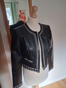 Glamerous Joseph Ribkoff Faux Leather Embellished Jacket 10
