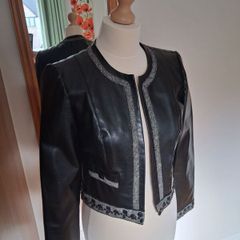 Glamerous Joseph Ribkoff Faux Leather Embellished Jacket 10
