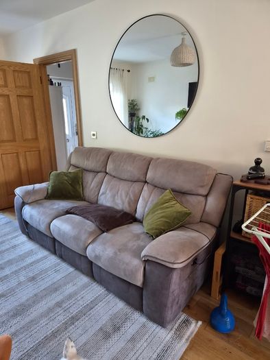 DFS 3-seater couch-power recliner+armchair +footstool