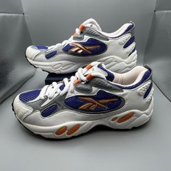 Vintage Reebok DMX Trainers White Grey Blue Orange UK 4 / EU 37 1-46637 - Y2K