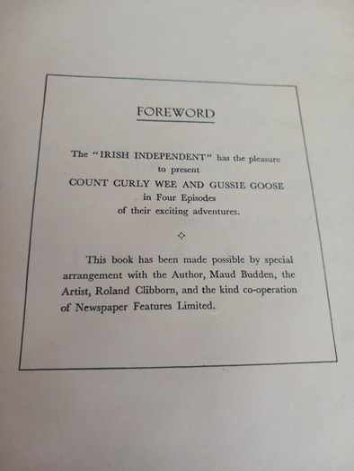 Curly Wee and Gussie Goose hardback, Independent News Dubljn