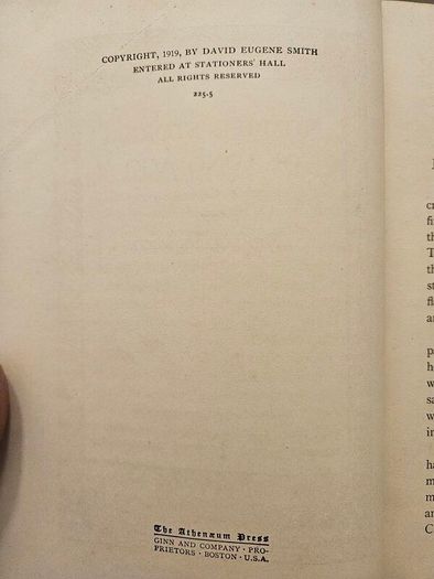 Number Stories Of Long Ago. By David Eugene Smith. First Edition Hardback In Good Condition.  See Photos For Same.