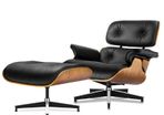 Replica Lounge Chair with Ottoman Black Lather Walnut Wood Genuine Leather Chaise for Living Room