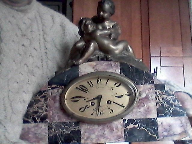 Art Deco Portoro Marble Mantle Clock