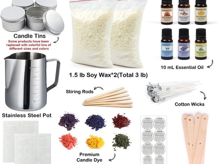 Candle Making Kit, Shuttle Art 3 LB (1.36kg) Wax Melt Making Kit, Complete Candle Making Kits for Adults with Soy Wax, 6 Fragrance Oil, 6 Colours Candle Dye, Candle Wicks, Tins, Melting Pot and More  (FREE POSTAGE)
