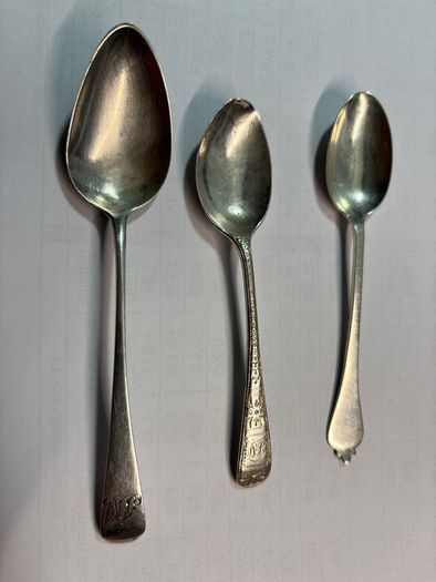 3 solid silver tea spoons