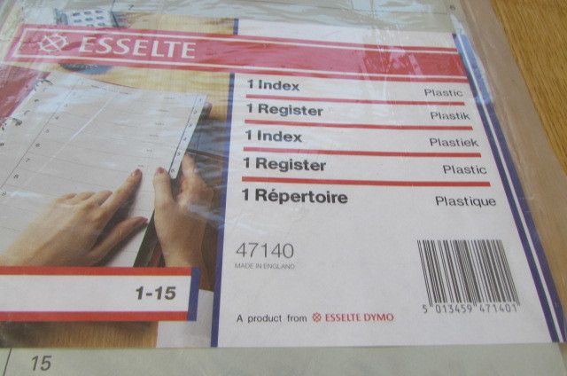 "Esselte" Vinyl Numbered Index for Sale