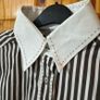 Zara Brown & White Stripe Shirt- Classic  button blouse -Large Image 4