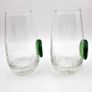 Clear Crackle Shot Glass with Applied Green Glass Medallion Image 4