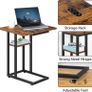 C Shaped Side Table, Foldable Sofa Table, Small Table Bedside Tables, Laptop Table for Sofa, Folding Side Table Small Coffee Tables for Living Room, Bedroom, Rustic Brown and Black Image 9