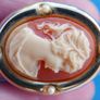 Vintage Shell Cameo Brooch Gold Tone Frame, Pin, Ivory, Salmon, Feminine, Collectible, Jewelry Image 2