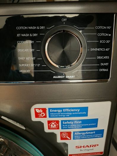 Sharp ES-HDD1047AO Freestanding 10/6KG 1400 Spin Washer Dryer Graphite