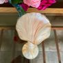 Mid Century Italian or Murano style Tall Swirl Pattern Orange and White Bud Vase 31 cm Image 9