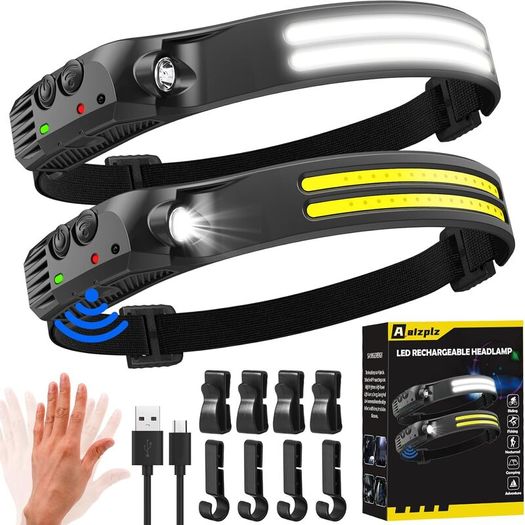 2 Pack Head Torch Rechargeable