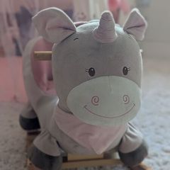 Plush Wooden Unicorn Rocking Horse / Baby Rocker Seat
