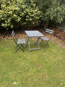 garden table and 2 chairs