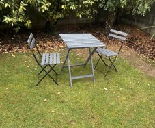 garden table and 2 chairs