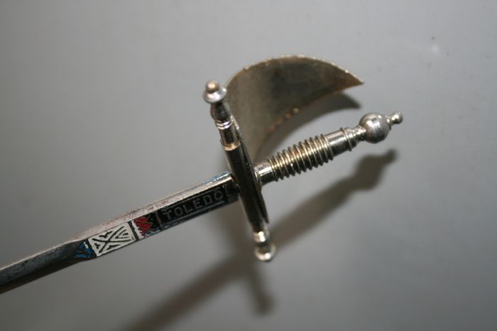 Vintage Miniature Toledo Damascene Sword Letter Opener 1960's Brass and Steel - 9"