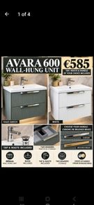 Avara 600 wall hung unit tap waste and wrap around handles included
