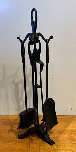 Vintage Fireplace Companion Set on Cast Iron Stand