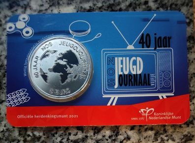 Netherlands 5 Euro Uncirculated Coin 2021 - NOS Youth News - Dutch Coincard Catalogue