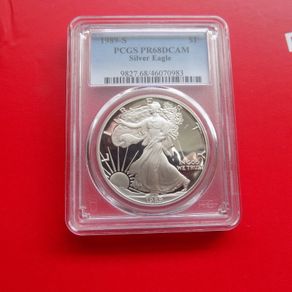 US 1989 S Proof Silver Eagle Dollar.90%Silver.Slabbed.Gem BU.Graded PR68DCAM.