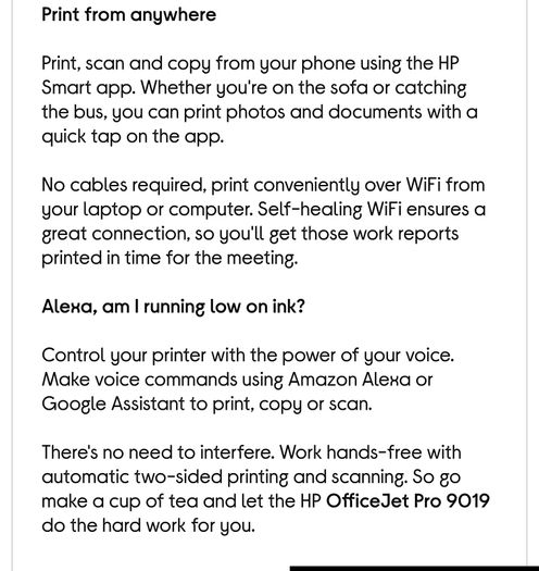 HP OfficeJet Pro 9019 A4 Colour Multifunction Inkjet Printer