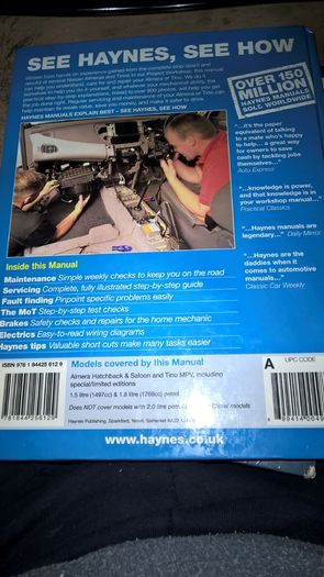 Haynes Car Service & Repair Manual 4612 Nissan Almera & Tino