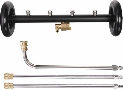 Dual-Function Undercarriage Cleaner,Surface Cleaner for Pressure Washer, 16 Inch, Underbody Car Wash Water Broom with 3 Pieces Extension Wand, 4000 PSI