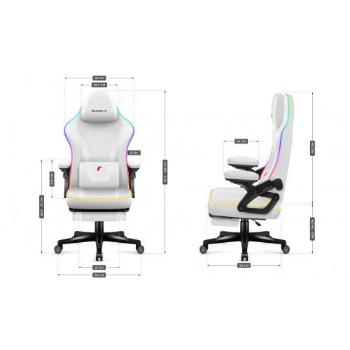 Huzaro Force 4.6 White Mesh RGB Smart Gaming Chair with Footrest - Bluetooth App & Remote Control