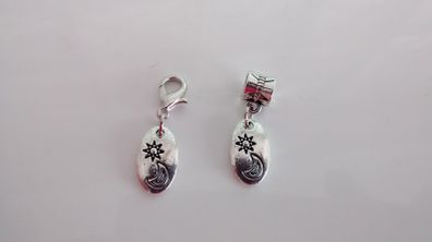 Sun Moon Charm - Pandora Style / Lobster Clasp