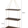 BRAND NEW 3 Tiers Rustic Wooden Wall Hanging Rope Shelf Mounted Floating Storage Unit Home Image 3