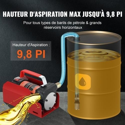 12V DC 37.9 LPM 798.6 cm Lift, Portable Electric Diesel Transfer Extractor Pump Kit with Automatic Shut-off Nozzle, Delivery & Suction Hose for Diesel, Kerosene, Transformer Oil