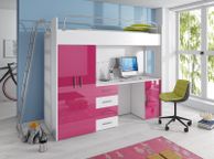 main image for ad Kids High sleeper ROY4 D  with computer desk and wardrobe HIGH GLOSS fronts FREE DELIVERY