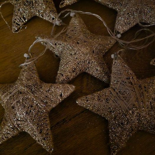 Christmas lights - gold glitter stars