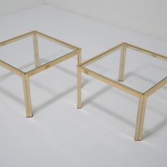 Vintage Pair of Brass and Glass Side Tables, Italy, 1970s