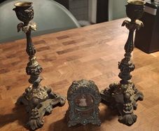 Antique French Candlesticks and Frame