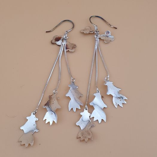 Sterling 925 Silver Cascading Leaf Drop Earrings