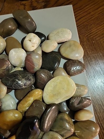 Beach pebbles tumbled and polished