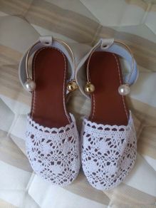 White Crochet Slip-on Sandals