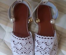 White Crochet Slip-on Sandals