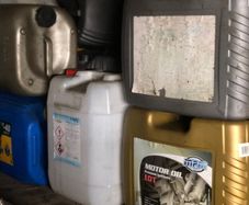 Empty engine oil cans